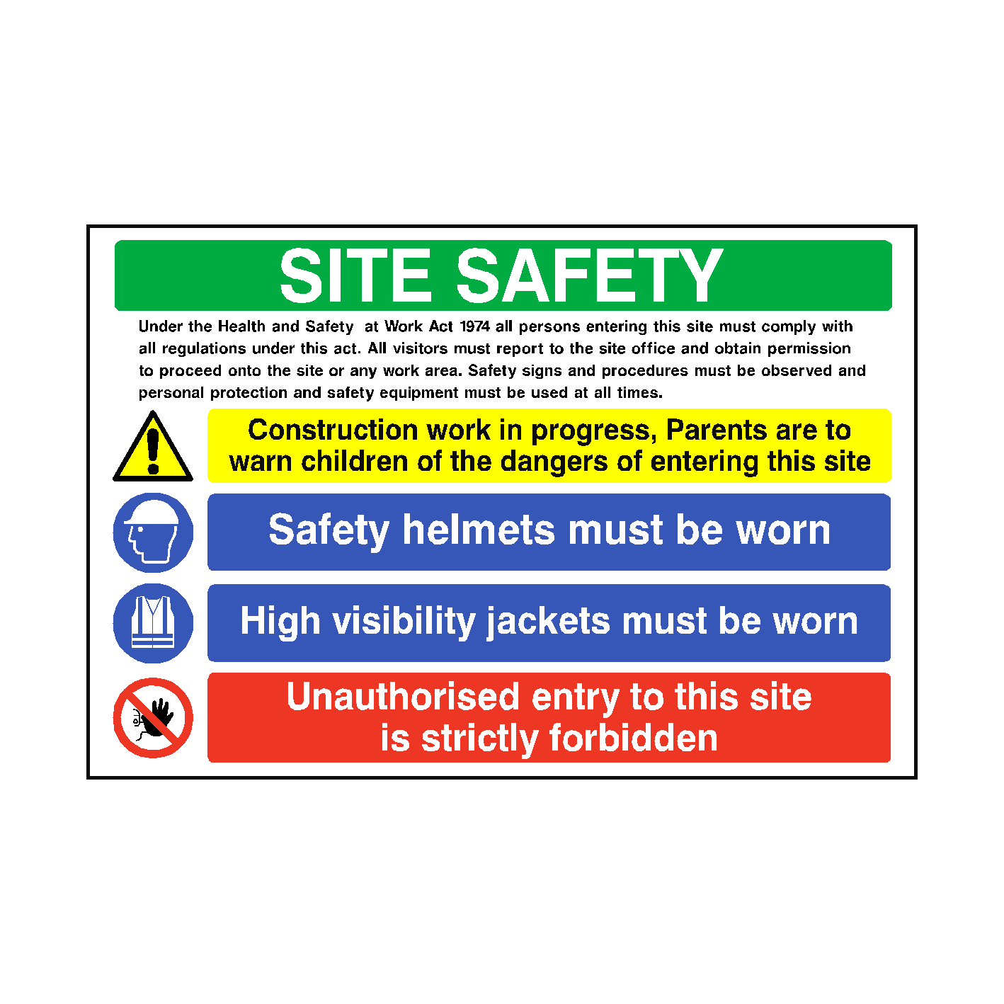 Site Safety Construction Sign | PVC Safety Signs